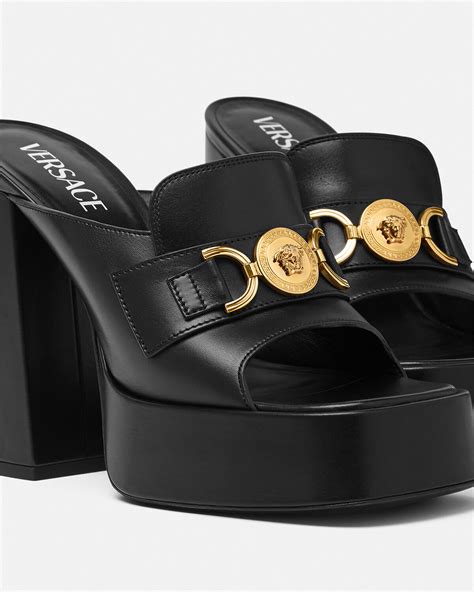 versace black platform mules|versace medusa 95 shoes.